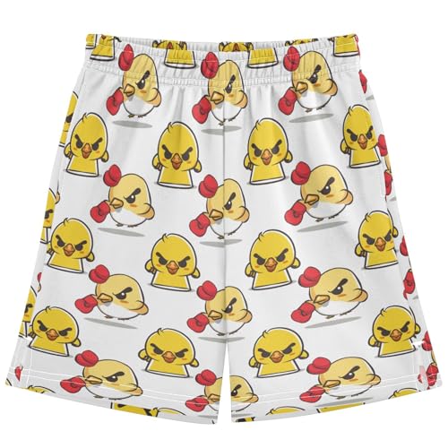 Boys Athletic Shorts with Pockets Chicken Boxing Gloves Running Basketball Shorts for Youth Elastic Waist Size 7-8