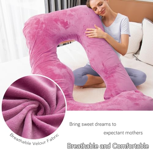 Image of 60 Inch Pregnancy Pillow for Sleeping (Purple) | Extra Large U Shaped Body Pillow, Maternity Pillow for Pregnant Women