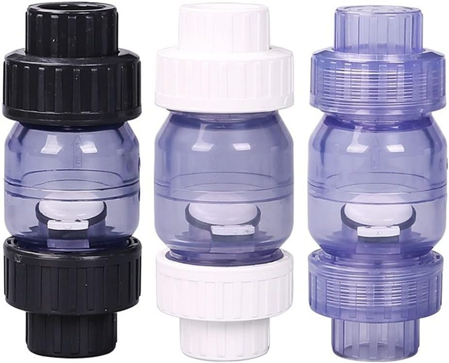 Válvula de bola,Interruptor de agua, Válvula de retención transparente, 25 mm 32 mm PVC Válvula de retención unidireccional Conexión de tubería Conector de agua for acuario de jardín (Color : Grey, Si