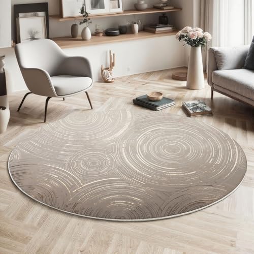 Tapis de salon rond gris 60cm au motif d'ondulation de l'eau moderne