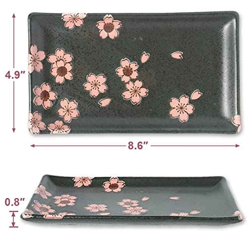 Tikusan Japanese Sushi Plate Set Plates, Soy Sauce Dishes Chopsticks Set (Black) #TOP4