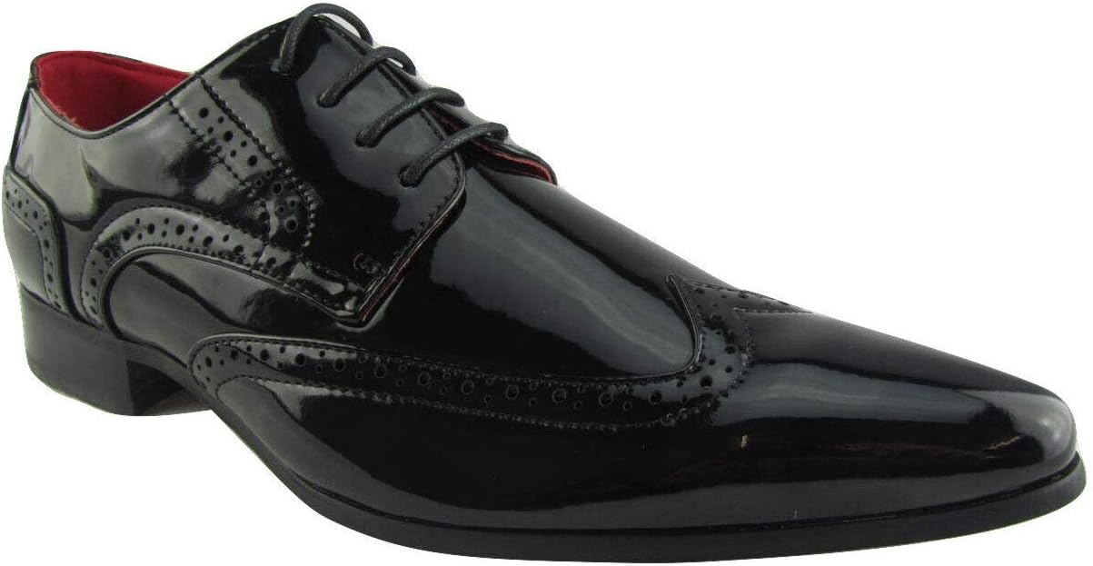 Rossellini Mens Boys Black Prato Z2 Shoes Formal Casual Wedding Brogues