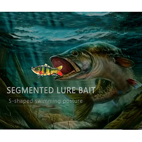 Esche Artificiali Mare,Esca Snodata Pesca,Esca Artificiale Traina Swimbait Pike Trota Luccio Spigola Black Bass,Esche Pesci Finta Lucioperca Plastica,Wobbler 3D Kit,Fishing Lure Hard Bait Set of 5