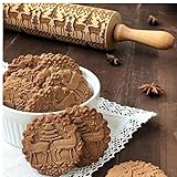 Material: Madera Zonster en Relieve Palo de amasar Galletas de la hornada de la Torta de Masa de Madera Grabado de Rodillos árbol de Navidad Elk impresión del Partido de la hornada Herramientas