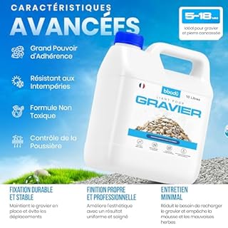 BIBODU Liant Gravier Extérieur 10L | Liant pour Gravier | Colle Gravier Exterieur | Parfait pour Gravier, Pierres et Paillis | Utilisation sur Sentiers, Terrasses et Jardins Extérie