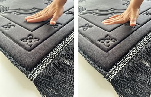 Islamika-Orthopedic-Prayer-Rug-Memory-Foam-Muslim-Prayer-mat-Padded-Very-Thick-Prayer-Rug-Sajadah-for-Men-Women-for-Eid-Travel-Ramadan-Soft-and-Luxury-Black-Black