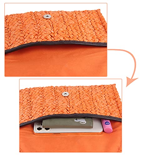 Image of Fecialy Straw Clutch Purses Straw Purses for Women Envelope Woven Clutch Handbags Summer Beach Bags