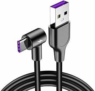 USB C Charger Cable, [2m/5A] Type C Fast Charging Cable, 90 Degree Fast Cord, USB to USB C Charger and Data Sync Cable For Samsung Galaxy S22 / S21 / S20 / S10 / S9 / S8 (Black, 2 Meter)
