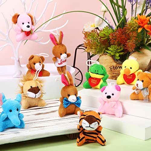 Zhanmai 100 Pcs Mini Plush Stuffed Animal Bulk Small Animal Toys Keychain Decoration Party Favors Easter Egg Stuffer For Kids Birthday Carnival Classroom Prizes Gift Goodie Bag Filler (Cute Style) #TOP2
