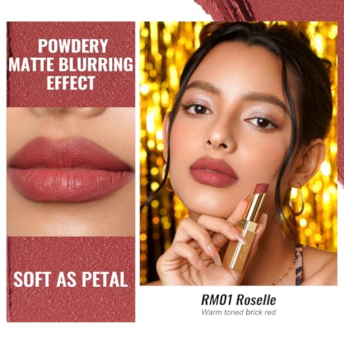 Image of Oulac Red Matte Lipsticks for Women, Silky Velvet Matte Lipstick, Soft Smooth Texture, High Impact Lip Color, Not Dry Lightweight Formula Infused with Vitamin E, Vegan&Cruelty Free RM01