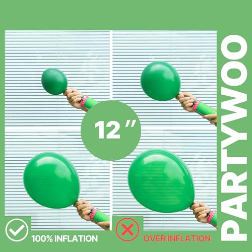 Image of PartyWoo Green Balloons 65pcs 12 Inch Light Lime Dark Emerald Hunter Forest Metallic Green Gold Confetti Balloons for Baby Shower Wedding Engagement Jungle Woodland Birthday Party Decorations
