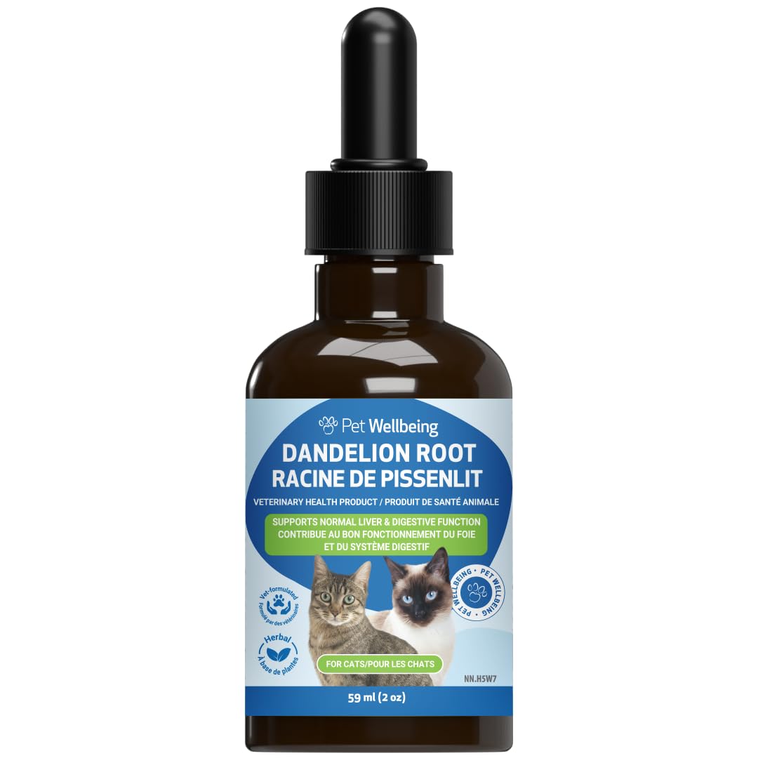 Pet Wellbeing Dandelion Root for Cats - Liver & Heart Health, Digestive Function, Blood Sugar Support, Certified Organic - Veterinarian-Formulated Herbal Supplement 2 oz (59 ml)