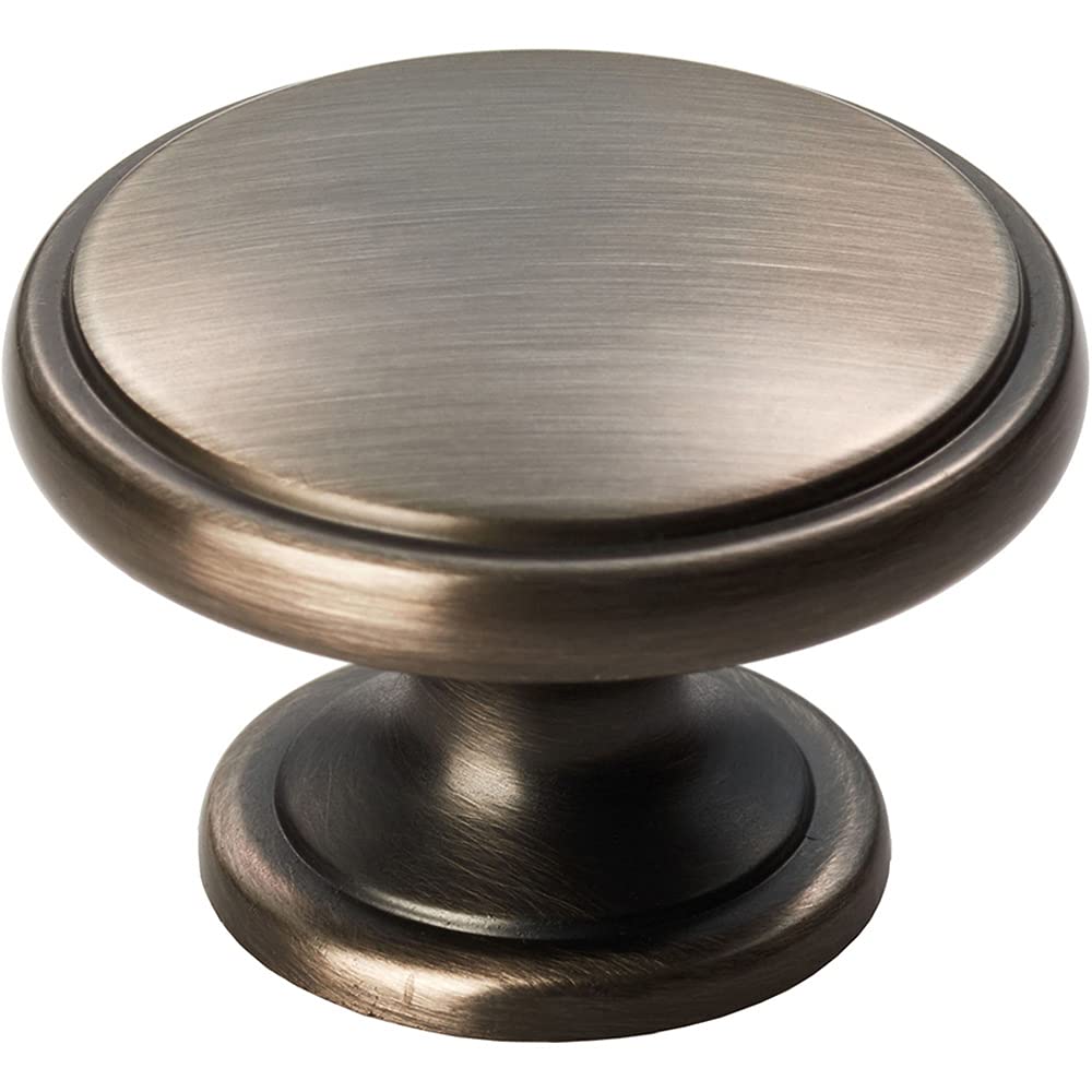 B&Q -  Ring Domed Cupboard Door Knob 38.5mm Diameter Gun Metal Cabinet Handle