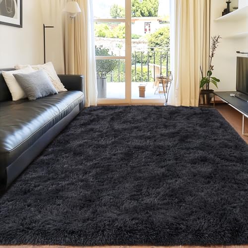Rugs for Living Room 5x7, Soft Shaggy Modern Shag Area Rug for Bedroom, Upgrade Non-Slip Plush Fluffy Carpet for Kids Boys Girls Room Home Decor Aesthetic, Charcoal Gray