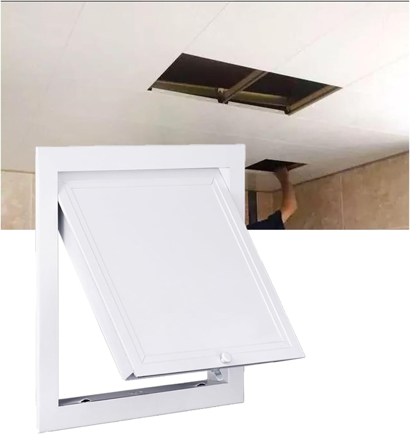 Kjobdwz White Steel Access Panel Metal Accesses Panel For Drywall Ceiling, Aluminum Alloy Ceiling Electrical Accesses Door(15X15cm/6X6in)