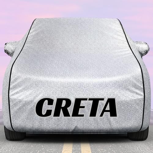 Image of Kings of Cover New Silver 100% Waterproof Creta Car Cover | Polyester Car Body Cover for Rain & Sun | UV Protection, Dustproof, Scratch Resistant, Windproof, Heat Resistant, Custom Fit