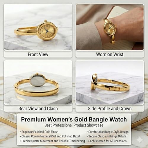 Image of WISEWALKER Women & Girls Premium Quality Oval Dial Bangle Bracelet Watch for Ladies Wrist Watch | Casual | Formal | Traveling | Party Watch for Women