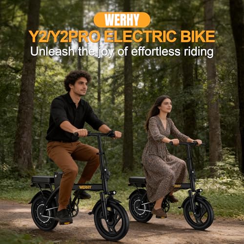 WERHY Electric Bike for Adults, 500W Motor, 22 MPH Max Speed Folding Ebike, 14″ Electric Bicycles, Max 30/40/50 Miles Range (Pedal Assist Mode), Mini E Bikes