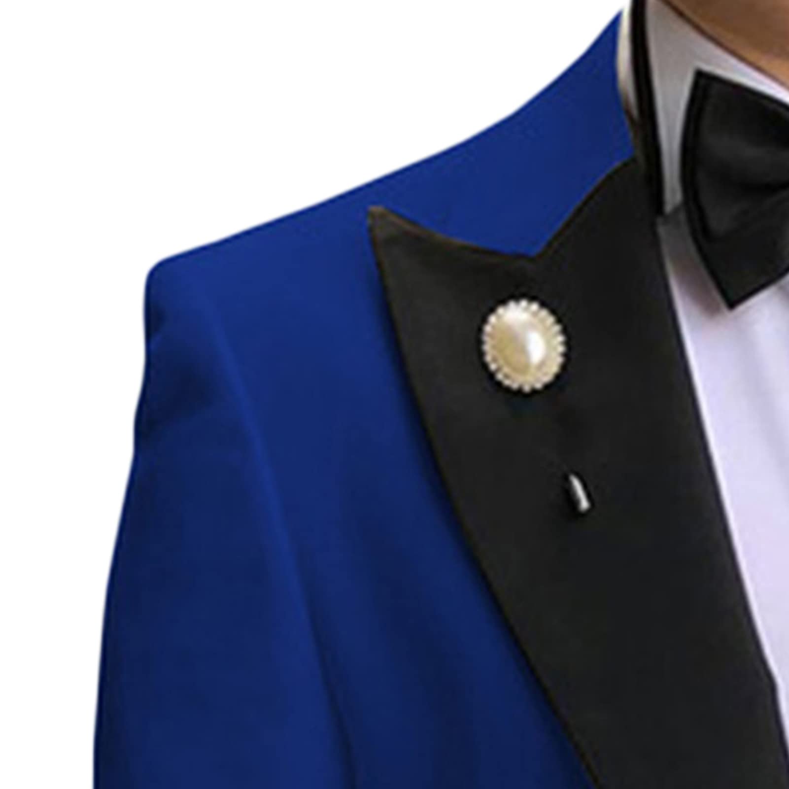 Men's Slim Fit 3 Piece Suit Set Peaked Lapel One Button Tuxedo Suits Solid Party Dinner Jacket Vest & Pants Sets (Blue 1,2X-Small)
