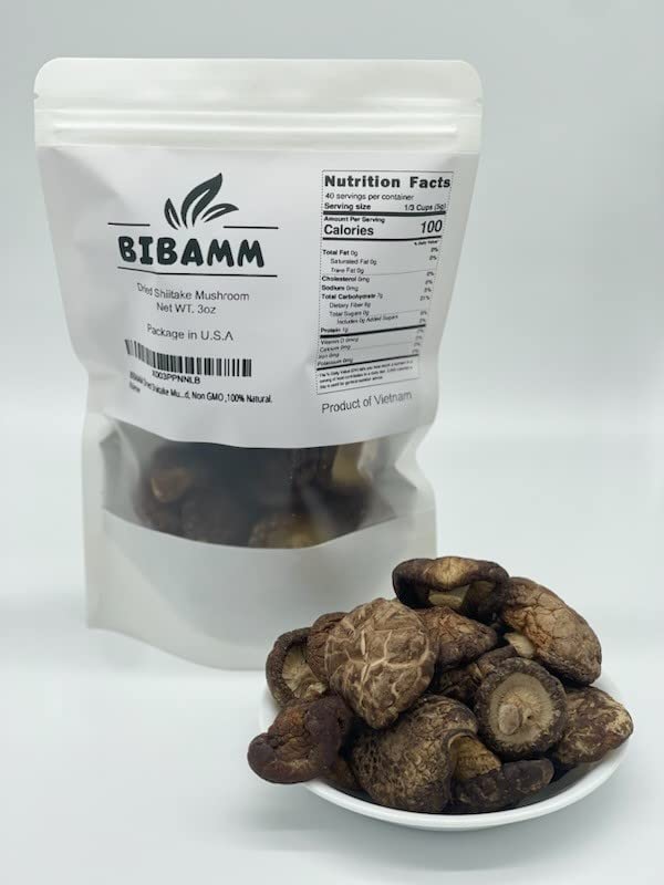 BIBAMM Dried Shiitake Mushrooms 3oz, Rehydrate Quickly