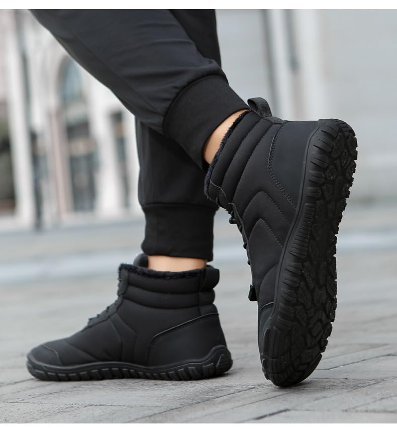 Kubbon Womens Snow Shoes Mens Barefoot Fur Lined Winter Barefoot Shoes Slip On Hike Sneaker for Hiking Walking Outdoor Wide Toe Box Ankle Booties2