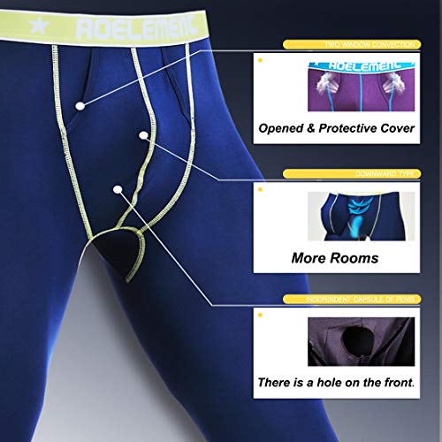 Ouruikia Men's Thermal Underwear Pants Modal Thermal Bottoms Long Johns Base Layer with Dual Fly3