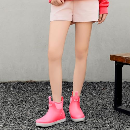 Image of Women's Deck Boots, Rubber Rain Boots Chelsea Ankle Booties with Anti-Slip Sole Waterproof Fishing Shoes for Outdoor Work Garden Camping