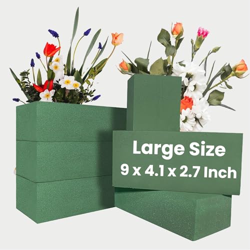 FLORABELS 6 PCS Wet Floral Foam Blocks for Fresh Flowers, Each (9