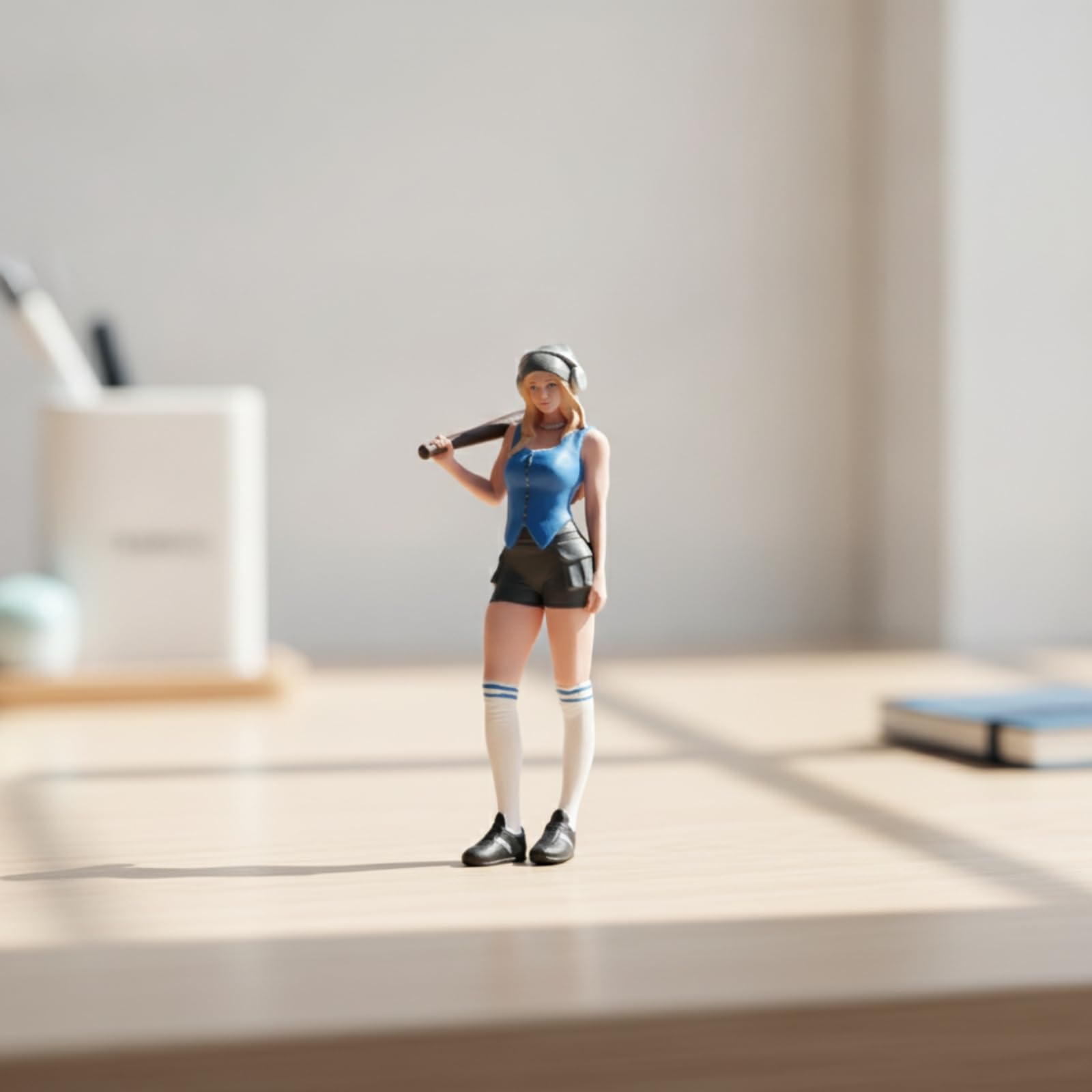 Miniatur-Mädchen mit Baseballschläger handbemalt Miniatur-Mädchenfigur detailgetreu Mädchenfigur für Modellbauer, Hobbyisten, Modellbau, Schreibtisch, Fein Bemalt Mit Gesichtszügen, 1/24