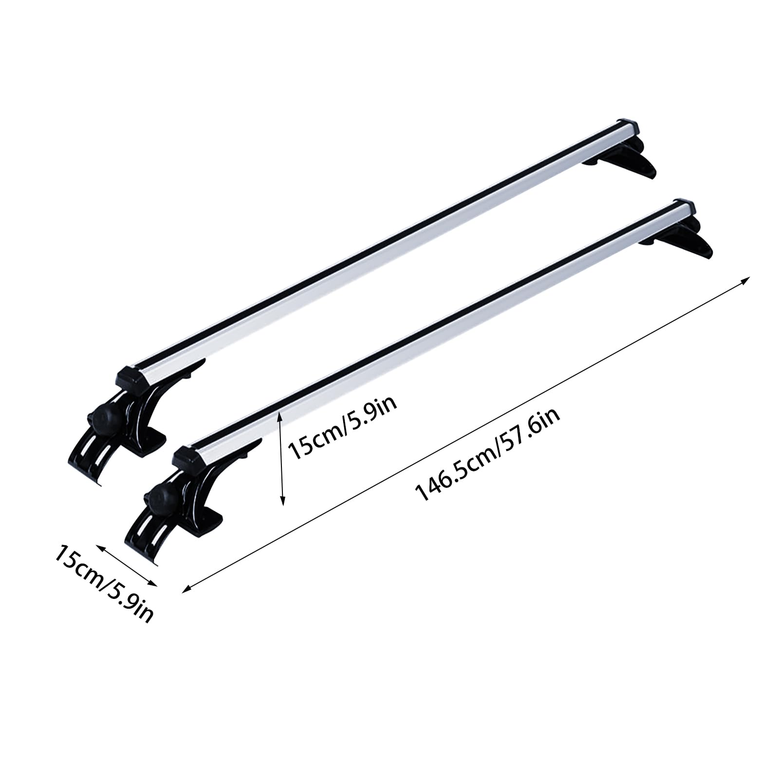 Dachträger Universal 146.5cm Bündige Schiene aus Alu bis 75kg Universal Dachträger mit Querträger Gepäck Fracht Bar Aluminium Legierung Träger,Für Dachbreite von weniger als 130cm