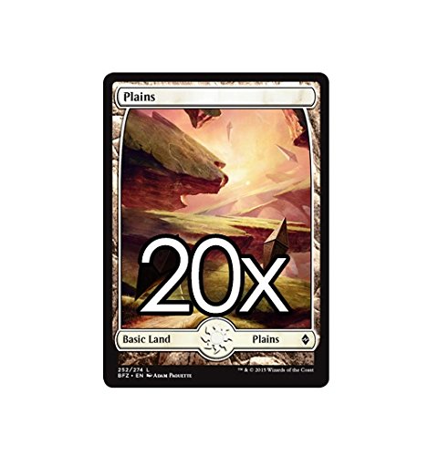 20 Battle For Zendikar Plains Full Art Lands - Magic The Gathering MTG
