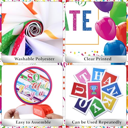 Image of We Appreciate You Decorations Colorful Thank You for All You Do Banner Honeycomb Centerpieces Hanging Swirls Employee Staff Appreciation Gifts Pastor Teacher Doctor Retirement Appreciation Party Decor