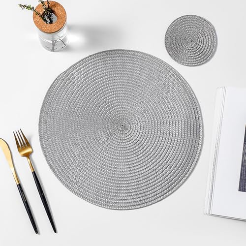 Sets de table de cuisine AMDXD gris lavables en polyester résistants à la chaleur