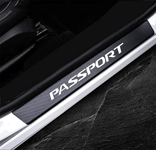 Duoles 4Pcs Door Sill Protector Reflective 4D Carbon Fiber Leather Sticker Door Entry Guard Stickers Scuff Plate Stickers for Passport (White)
