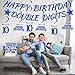 10th Birthday Decorations Boys Banner - 9 Pcs Blue Banners Swirls Cake Topper Happy Birthday Double Digits Party Supplies for 10 Year Old Bday Party Cheers To Ten Party Sign Decor