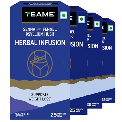 Image of TE-A-ME Senna Fennel Psyllium Husk Herbal Infusion, 25 Bags | Supports Weight Management | Pack of 4