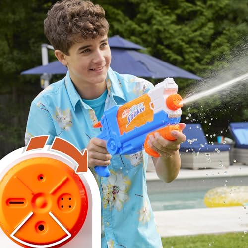 Nerf Super Soaker Flip Fill Wasserblaster mit 4 Modi (Einzelstrahl, Streustrahl und Fächerstrahl), schnelles Befüllen, Outdoorspielzeug mit 887 ml Tank, Wasserspiel für Jungen und Mädchen