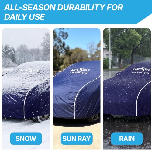 Image of KINGSWAY Super Waterproof Car Cover Only with Maruti Suzuki Ciaz (Year 2018 to 2025 - All Model) | Mirror and Antenna Pockets | All Weather Car Body Cover with Silver Piping | Blue