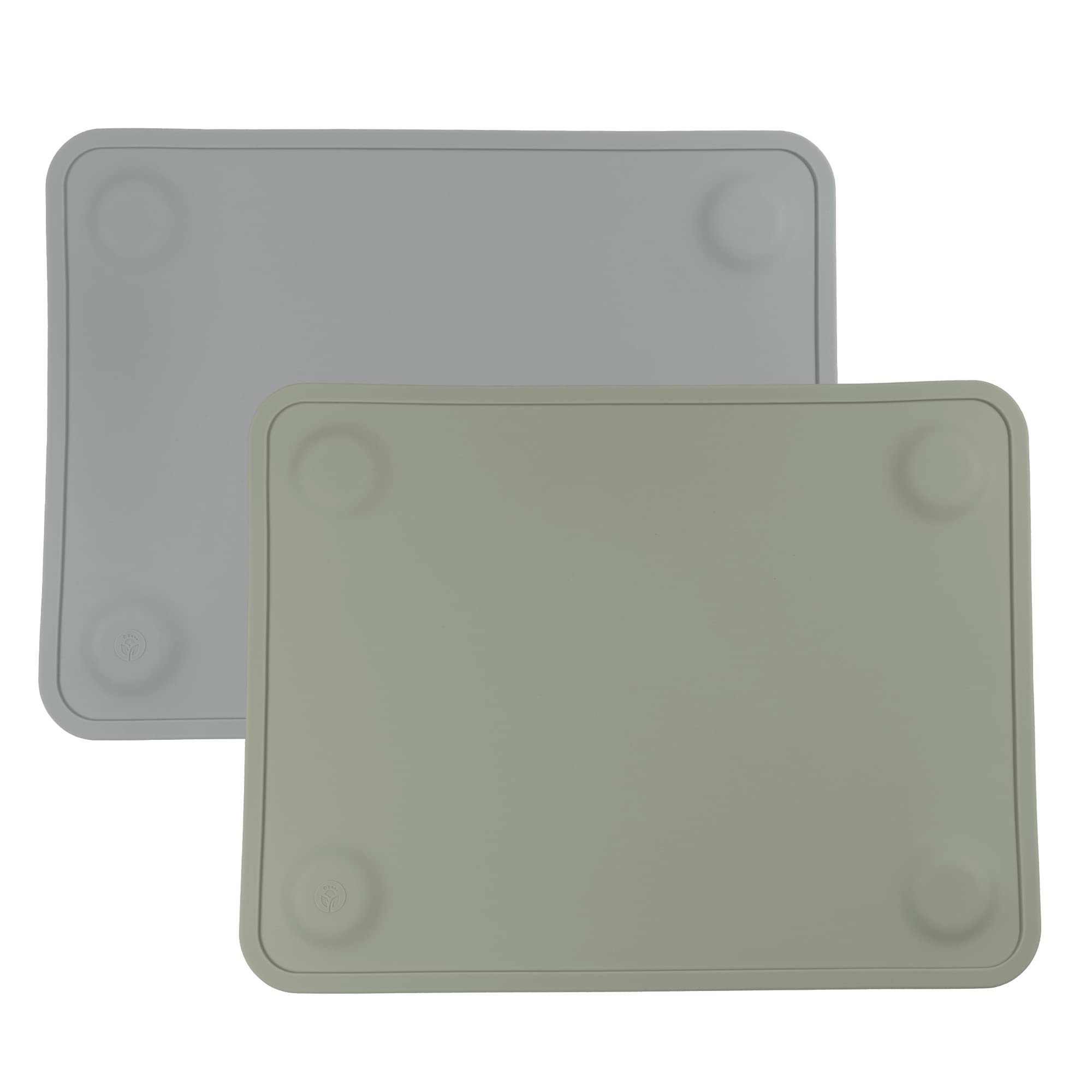 Silicone Suction Placemats for Babies, Toddlers & Kids, Durable Food Grade Silicone with Non-Slip Suction, Raised Edges Contain Mess, Dishwasher Safe, for Dining Table & Restaurants, 2 Pack