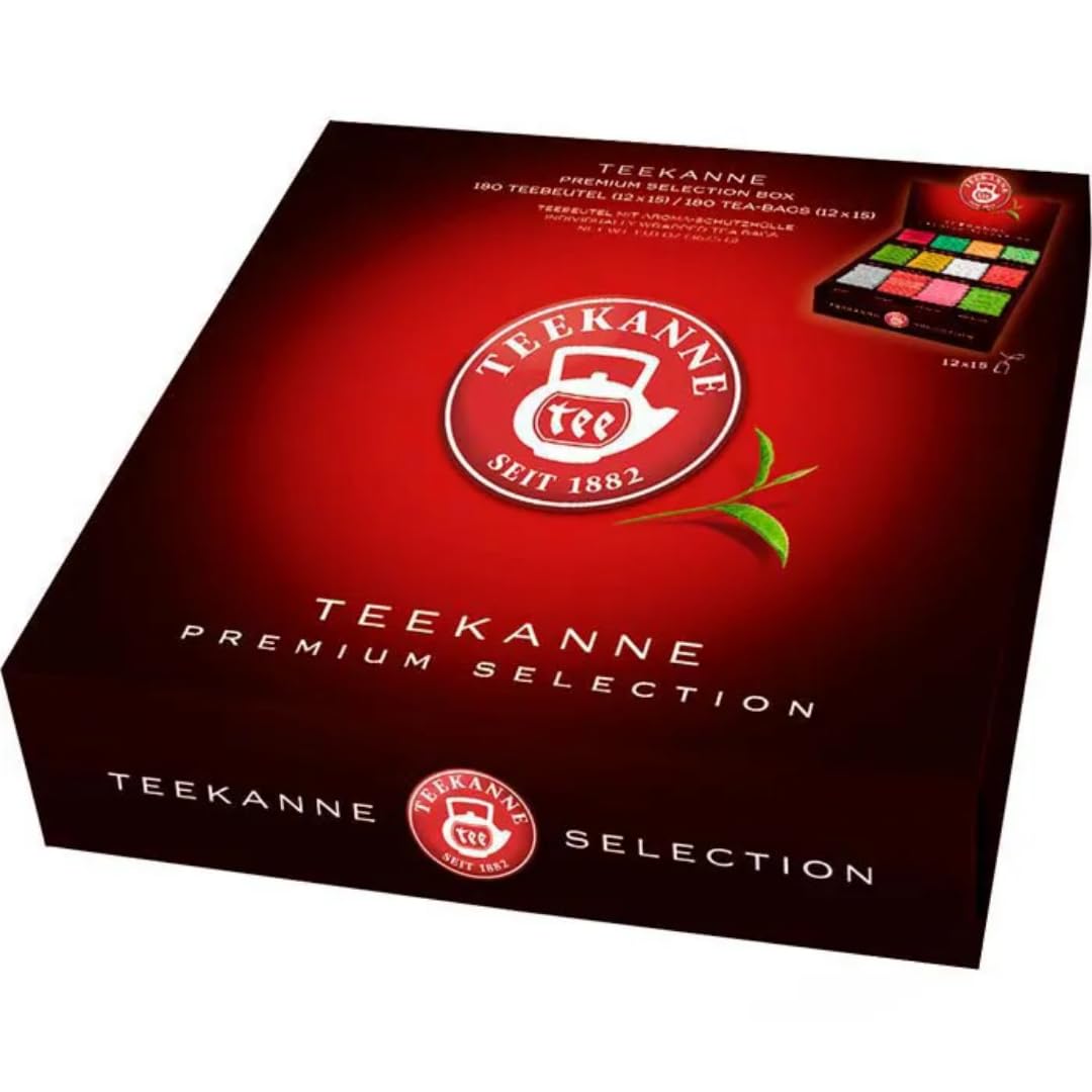 PUFAI Bundle –Teekanne Tee Premium Selection Box – 12 Sorten | 180 Teebeutel | Schwarztee-, Kräuter- & Früchtetee Mischung – 363 g