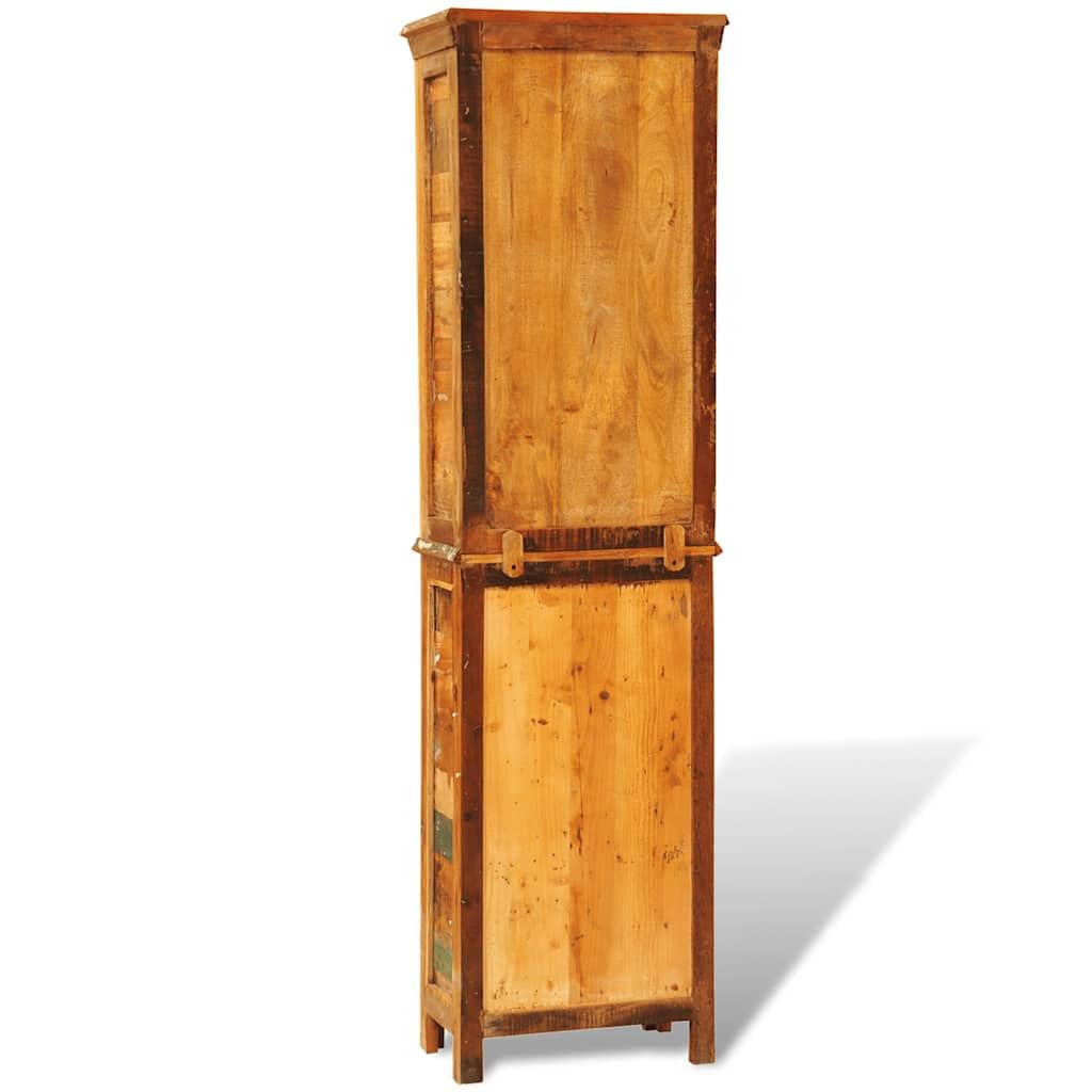 Libreria in legno massiccio riciclato in stile vintage con tre ripiani e armadietto per soggiorno, ufficio o cameretta dei bambini, robusta, fatta a mano, versatile, salvaspazio