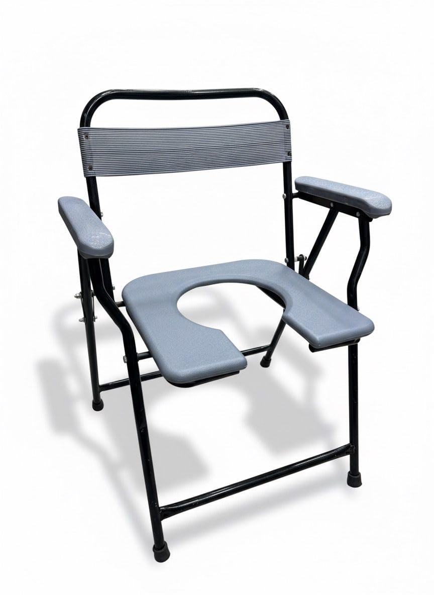 Folding Elderly Disabled Man And Pregnant Woman Stainless Steel Shower And Bathing Room Mobile Commode Chair With Toilet Seat Comfortable Safe Toliet Stool Anti-Skid-image-45