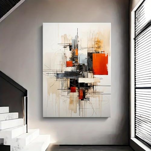 Tableau géométrique abstrait grand format pour décorer un bureau
