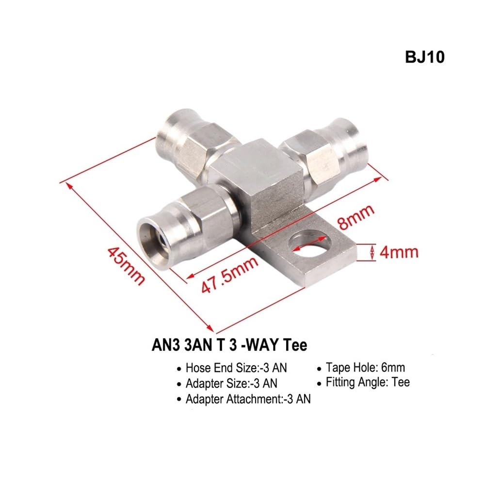 parties Raccord banjo AN3 M10x1 en acier inoxydable 10 mm, compatible avec les flexibles de frein hydrauliques de motos.(BJ10)