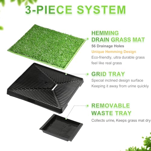 Image of Hompet Dog Toilet Indoor Puppy Training Pad, Dog Potty Pet Training Grass Mat, Removable Waste Tray for Easier Clean Up, Artificial Turf, 25 inchx20 inch