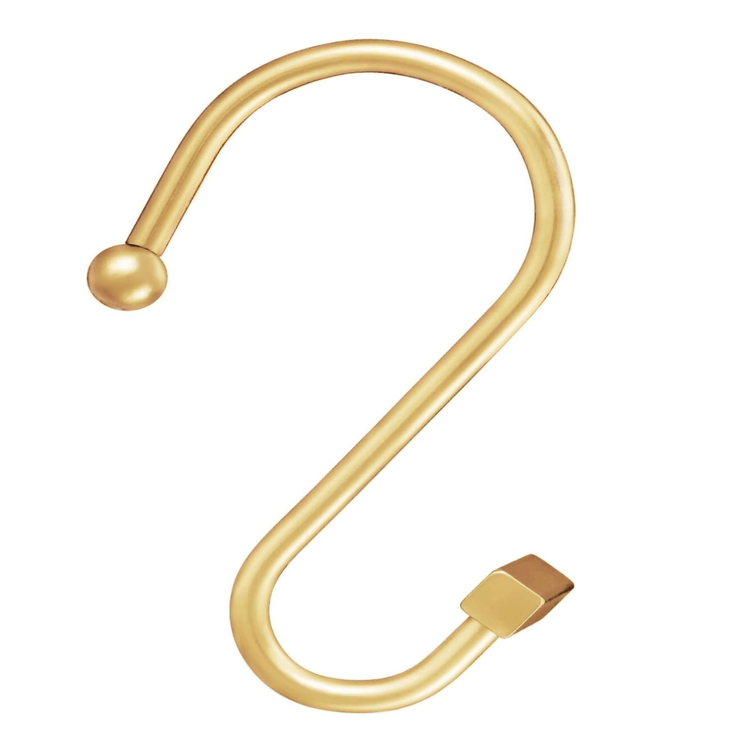 Gracelife Gancho decorativo para cortina de ducha, moderno, cuadrado, en forma de T, ganchos de ducha a prueba de óxido, anillos de cortina de ducha para baño (dorado)