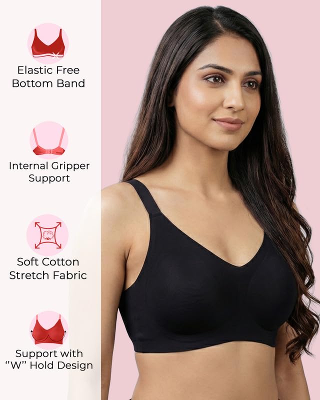 Image of Women's Cotton Padded Full Coverage Bonded Bra | Seamless T-Shirt Bra | Wire-Free | Breathable Cotton Fabric | Elastic-Free Bottom Band & Armholes | No Marks, No Digging | Pack of 1
