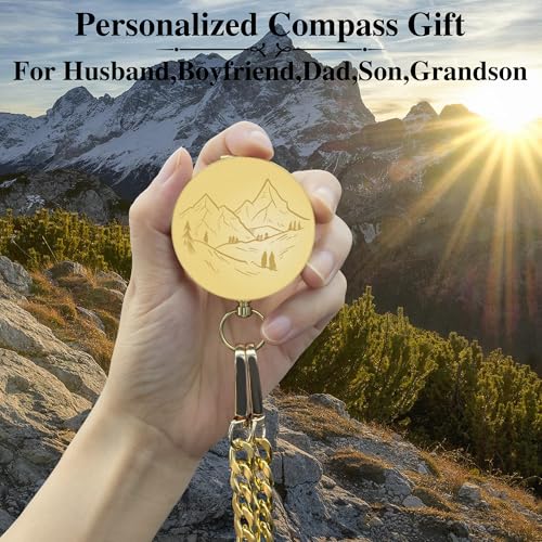 Brújula de bolsillo personalizada antigua de latón grabada, regalo ideal para hijo, esposo o papá miniatura 3