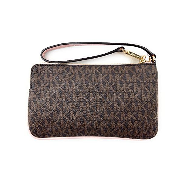 Michael Kors Jet Set Travel Large Top Zip Signature PVC Wristlet Clutch (brown/blush)