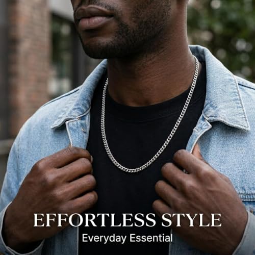 Chaîne cubaine homme ne ternit pas collier acier inoxydable durable - 5
